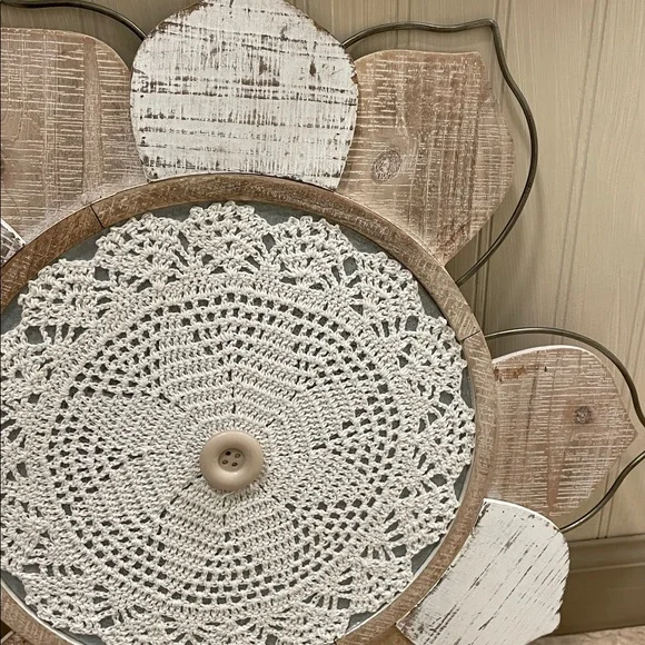 Farmhouse Wood and Crocheted Wall Decor - Picture 3 of 5